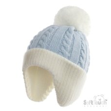 H714-BB: Blue Cable Knit Hat (0-12M)